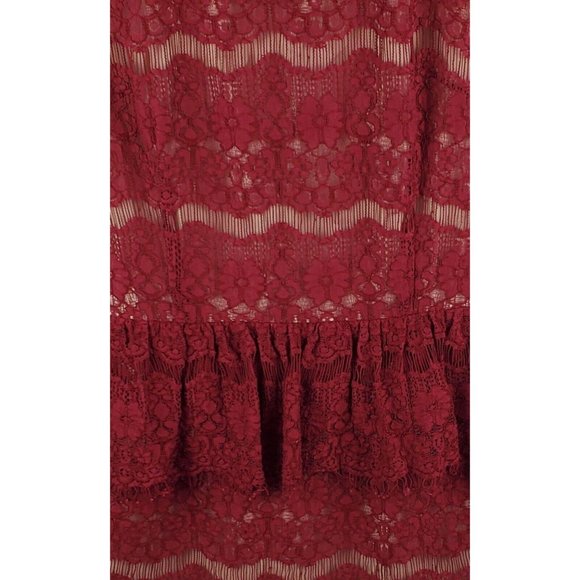 Maeve by Anthropologie Womens Elsa Wine Burgundy Lace Peplum Dress Medium Cotton - Picture 5 of 8